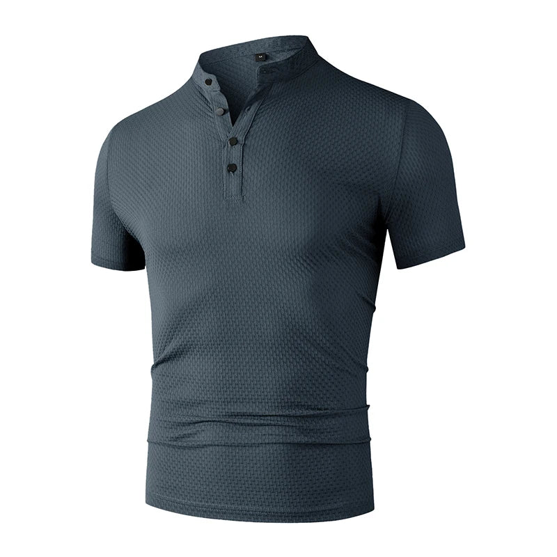 Herren Business Casual Kurzarm POLO Shirt Knochen Blume Einfarbig Atmungsaktiv Bequem Mode Sommer Vielseitig Top