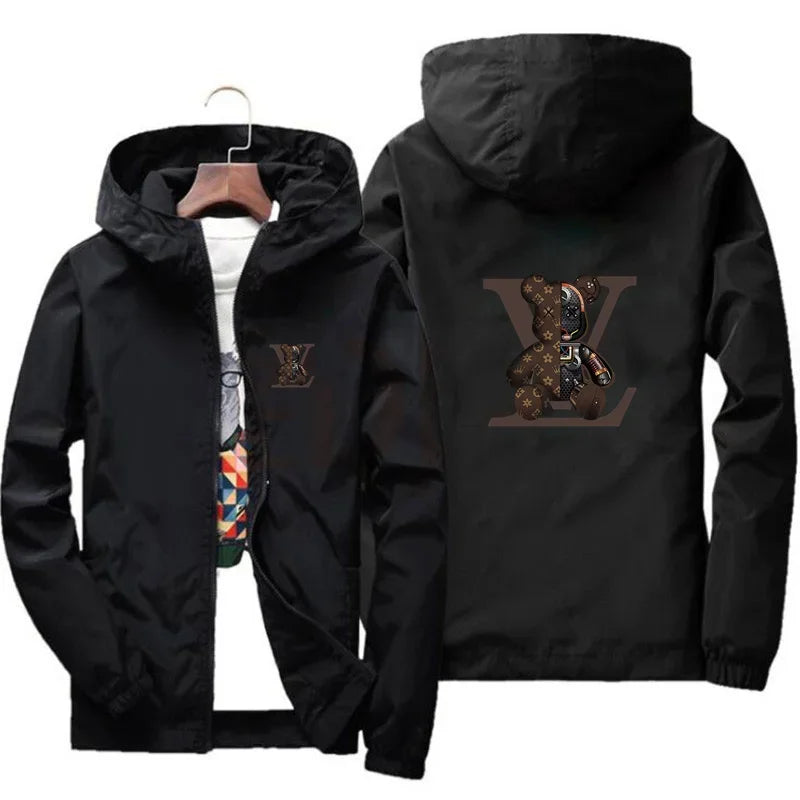 Lässige bedruckte Kapuzenjacke für Frühling und Herbst, modische neue wind- und wasserdichte Outdoor-Sportbekleidung für Herren