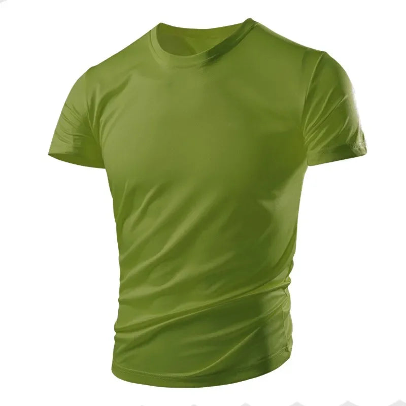 Neues Sommer-Herren- und Damen-Halbarm-Kurzarm-T-Shirt aus Eisseide, atmungsaktiv, für Sport und Fitness, schweißableitend, schnell trocknend