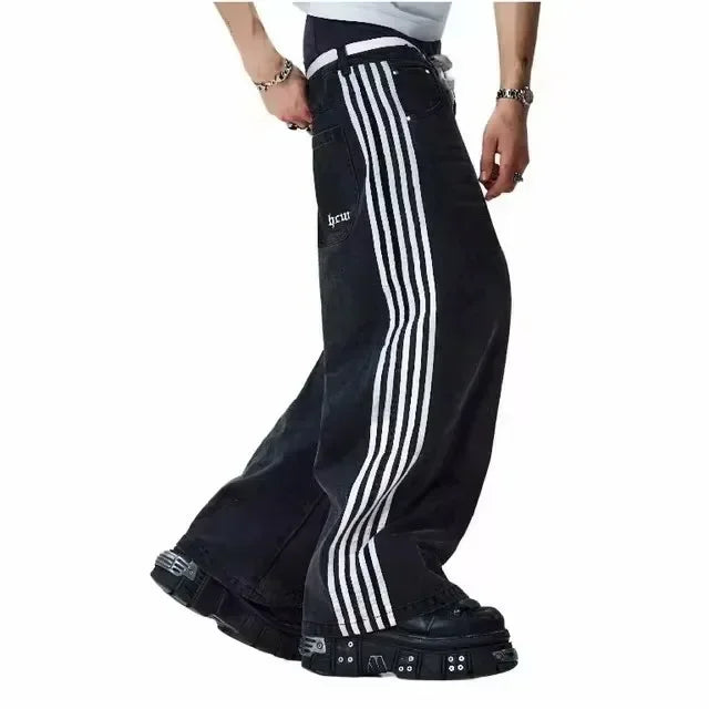 Jeans Frühling und Herbst Europäische und amerikanische Hose mit weitem Bein und lockerem Alien-Muster 2024, neuer High-Street-Trend, Hip-Hop-Männer