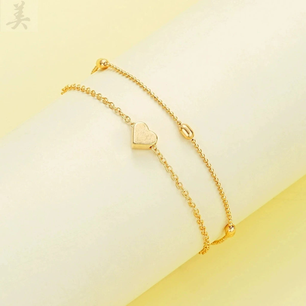 Modisches Schmuckset mit Imitationsperlen und Herzanhänger für Damen, Gold- und Silberfarben, runde Perlen, Halskette und Armband, Accessoires für den Alltag