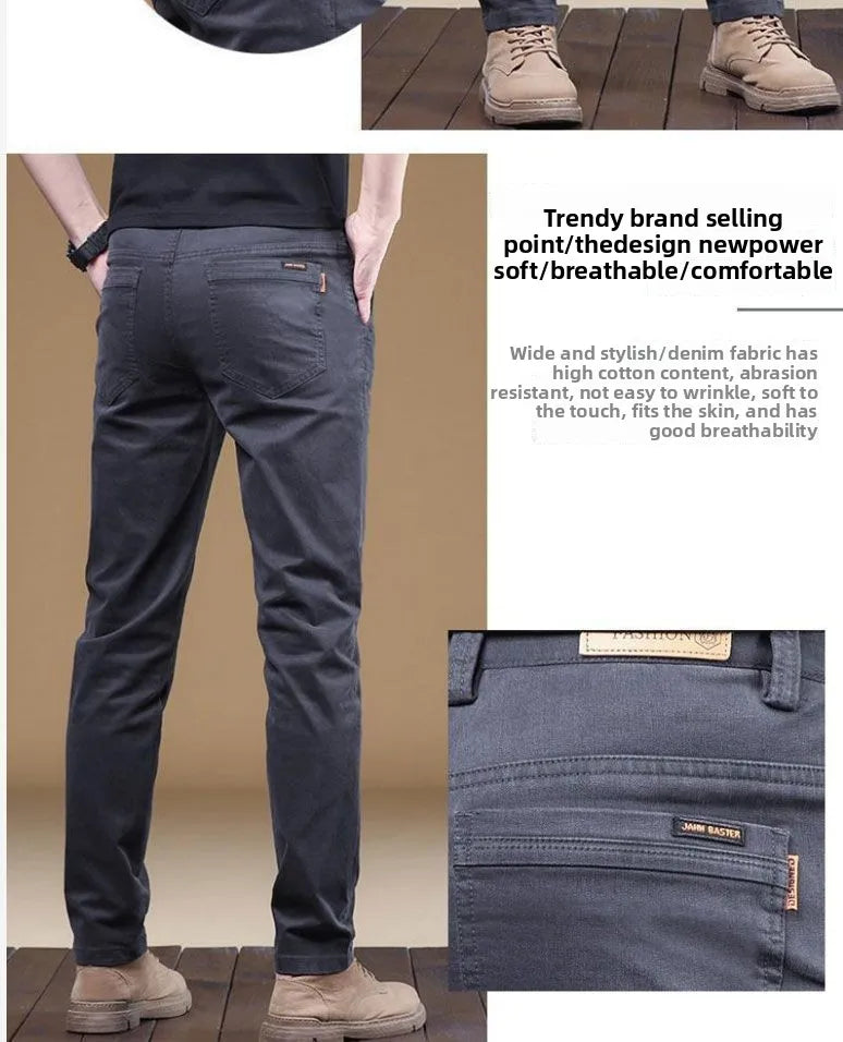 2025, Sommer-Freizeithose für Herren aus dünner Baumwolle, trendige, vielseitige, elastische, leichte Business-Hose, formelle, schlanke, gerade Hose