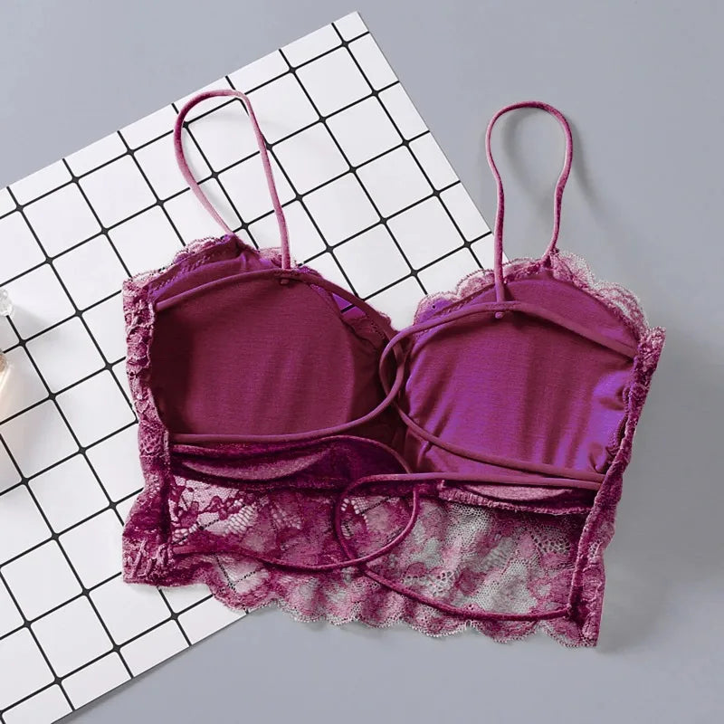 Sommer Frauen Spitze Sexy Top Sonne Ärmellose Tops gepolsterte Bralette Bh Bustier Reißverschluss Zurück Club Crop Tank dessous soi беnosti