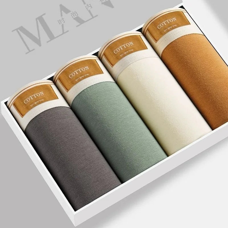 4 stücke Männer Unterwäsche Baumwolle BoxerShorts Hombre Höschen Mann Atmungsaktive Unterhose Sexy Sport Komfort Männliche Boxer Große Größe L-7XL