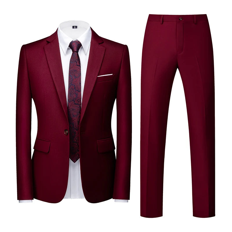 22 Farben einreihige formelle Hochzeit Anzüge Herren bekleidung Mode einfache Männer Business Social Prom Party Kleid 2 Stück Set