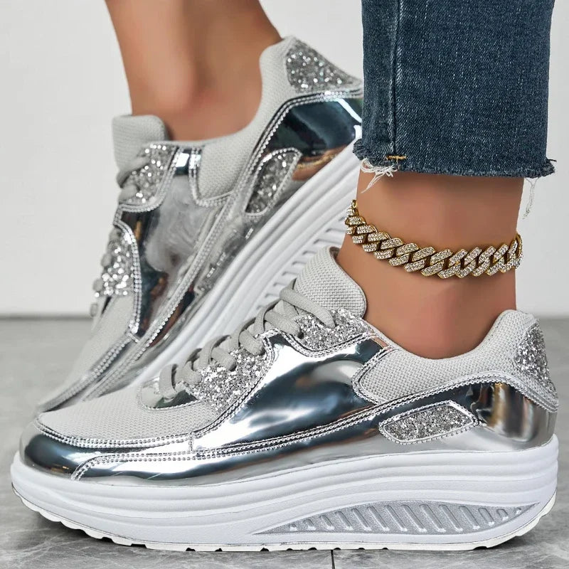 Mesh Breathable Women Casual Sneakers Lace-up Vulcanized Shoes Ladies Platform Sneakers Female Shoes Plus Size Zapatos De Mujer