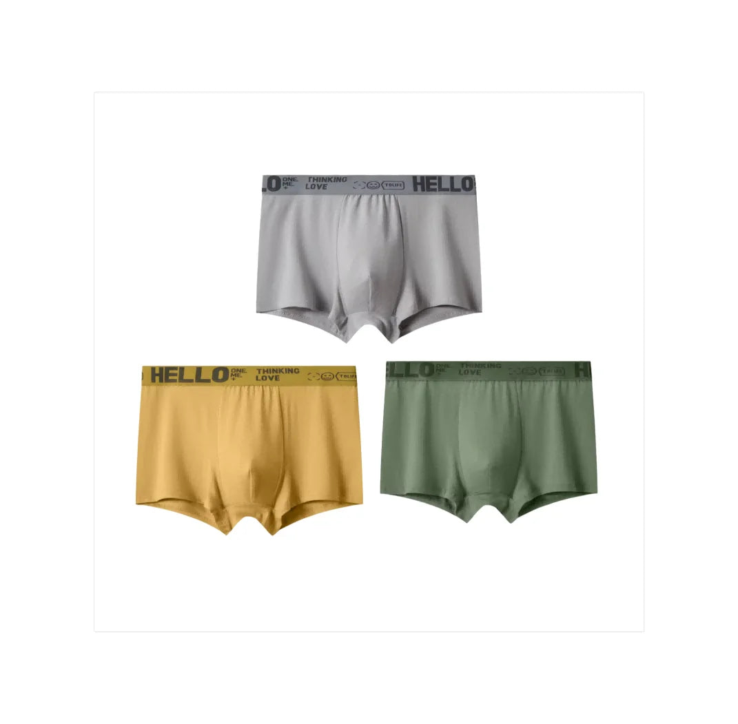 1/3Pc Männer Höschen Atmungsaktive Antibakterielle Boxer Shorts Vier-ecke Shorts Jugendliche Gestrickte Reine Farbe U Konvexen männlichen Unterhose
