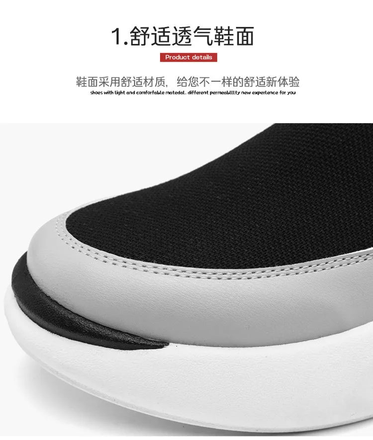 Herrensocken, atmungsaktives Mesh, Laufschuh, Sommersportschuhe, schwarze Slip-On-Slip-Ons, lässiger Fahrschuh für Herren, geeignet für den Außenbereich