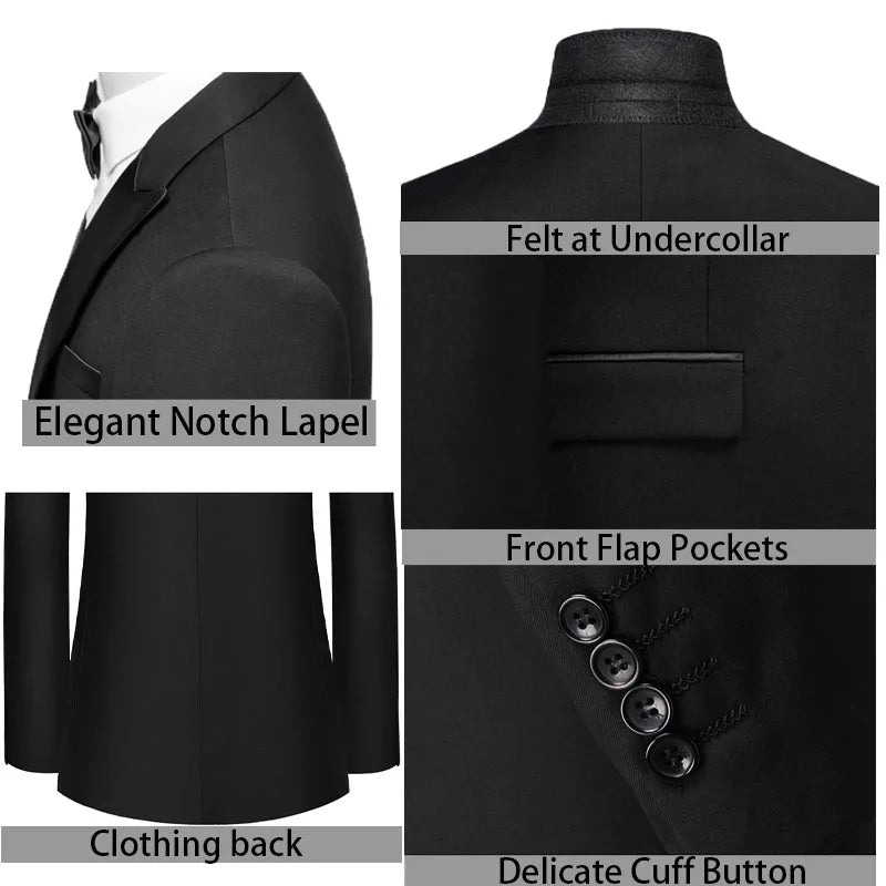 Marineblau 3-teilig Lässige Herrenanzüge Slim Fit Revers Revers Formal Beste Männer Hochzeit Bräutigam Tragen Blazer Smoking Trajes De Hombre