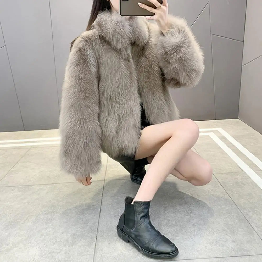Herbst Winter Übergroßen Lose Beiläufige Luxus Weichen Dicken Warmen Haarigen Faux Mantel Frauen Langarm Flauschigen Jacke 2024
