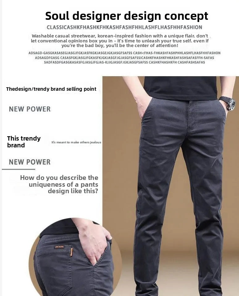 2025, Sommer-Freizeithose für Herren aus dünner Baumwolle, trendige, vielseitige, elastische, leichte Business-Hose, formelle, schlanke, gerade Hose