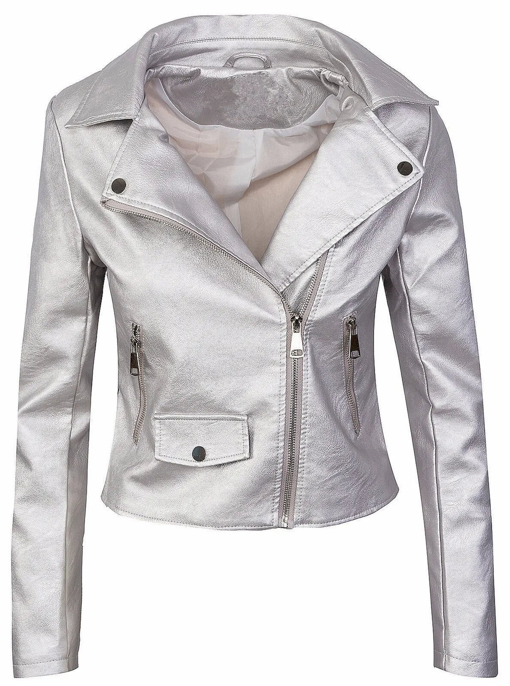 Slim Fit Short Zipper PU Leather Jacket Women's Solid Color Outerwear Autumn Winter Street Style Comfortable Casual Fashion