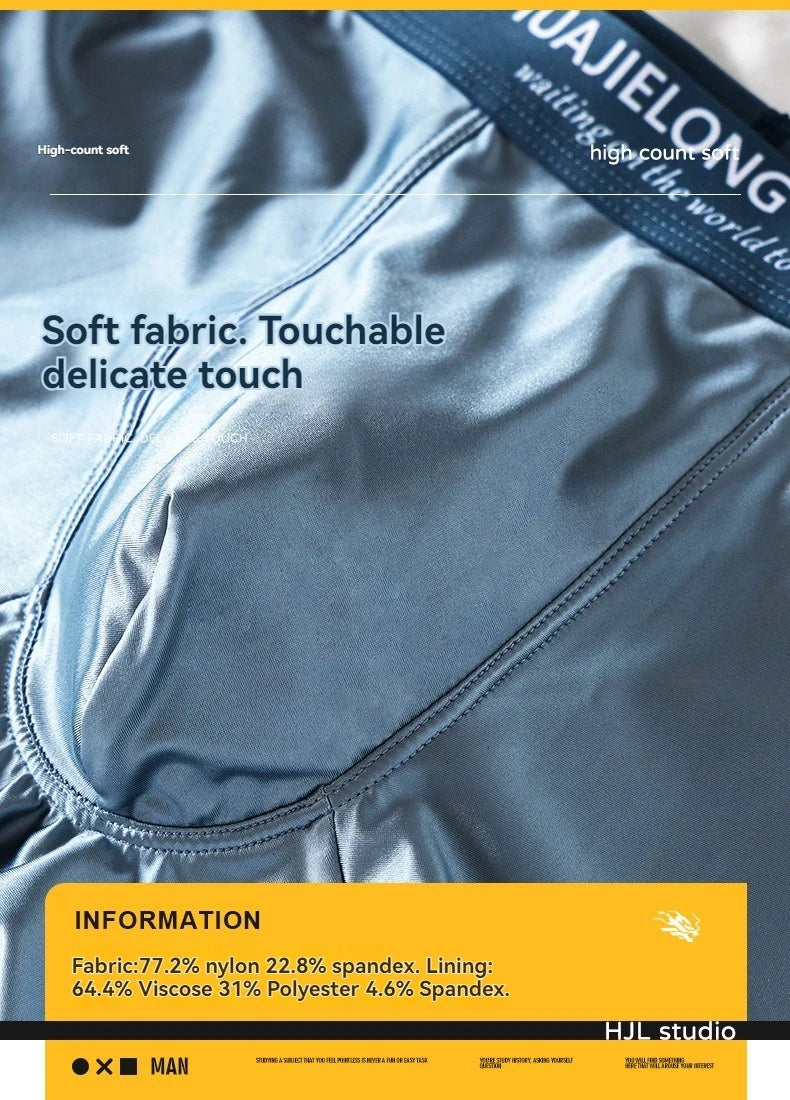 1/3Pcs Atmungsaktive Dünne Satin Seide Boxer Briefs Nahtlose Mittlere Taille Eis Seide Boxer Unterhose Glatte Unterwäsche für Männer Täglich