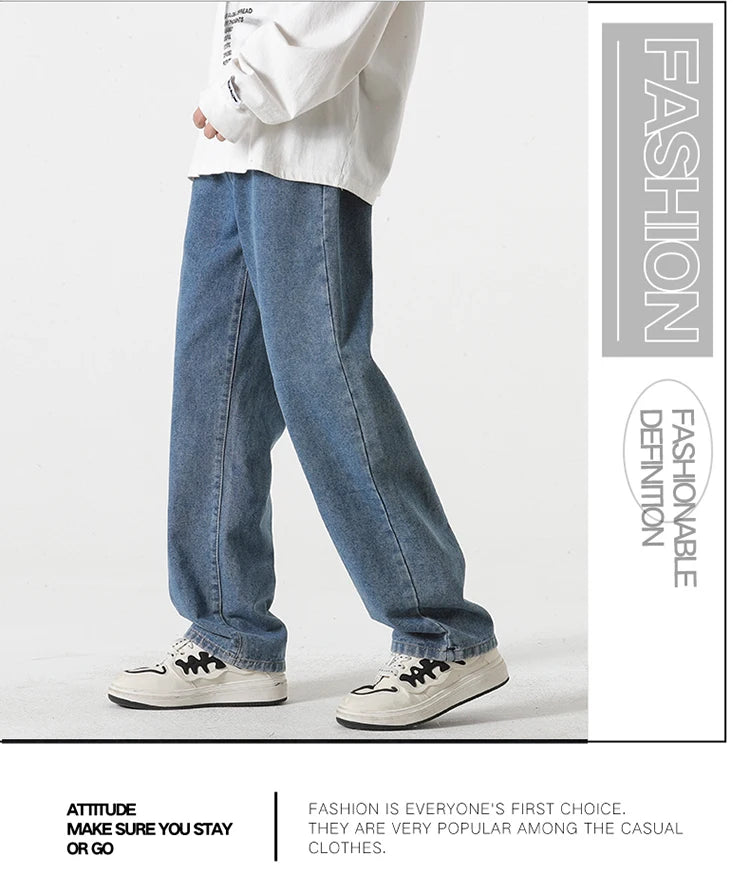 Jeans für Herren im Frühjahr und Sommer 2022, neuer Stil, Trend, gerade, vielseitige Freizeithose, lockere Hose mit weitem Bein
