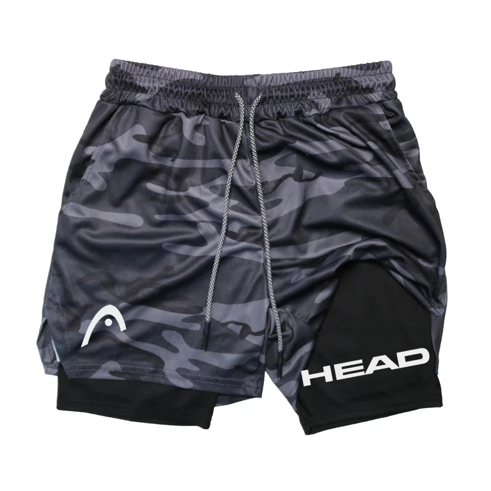 Anime Berserk Head Laufshorts für Herren, Fitness, Fitnessstudio, Training, 2-in-1, Sport, schnell trocknend, Training, Joggen, Doppeldeck, Sommer
