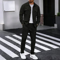 Männer Frühling Herbst Casual Anzug Street Style Einfarbig Lose Gepolsterte Lange Ärmeln Zwei-Stück Set Modische Oberbekleidung anzug set