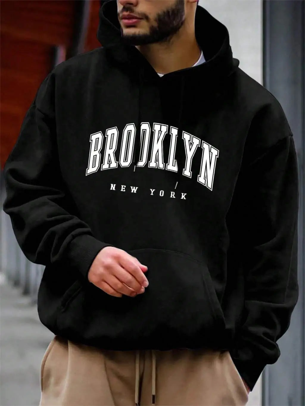 Brooklyn New York Druck Männer Hoody Oansatz Alle Spiel Lose Bequeme Sweatshirt Mode Fleece Grundlegende Hoodie Herbst Kleidung