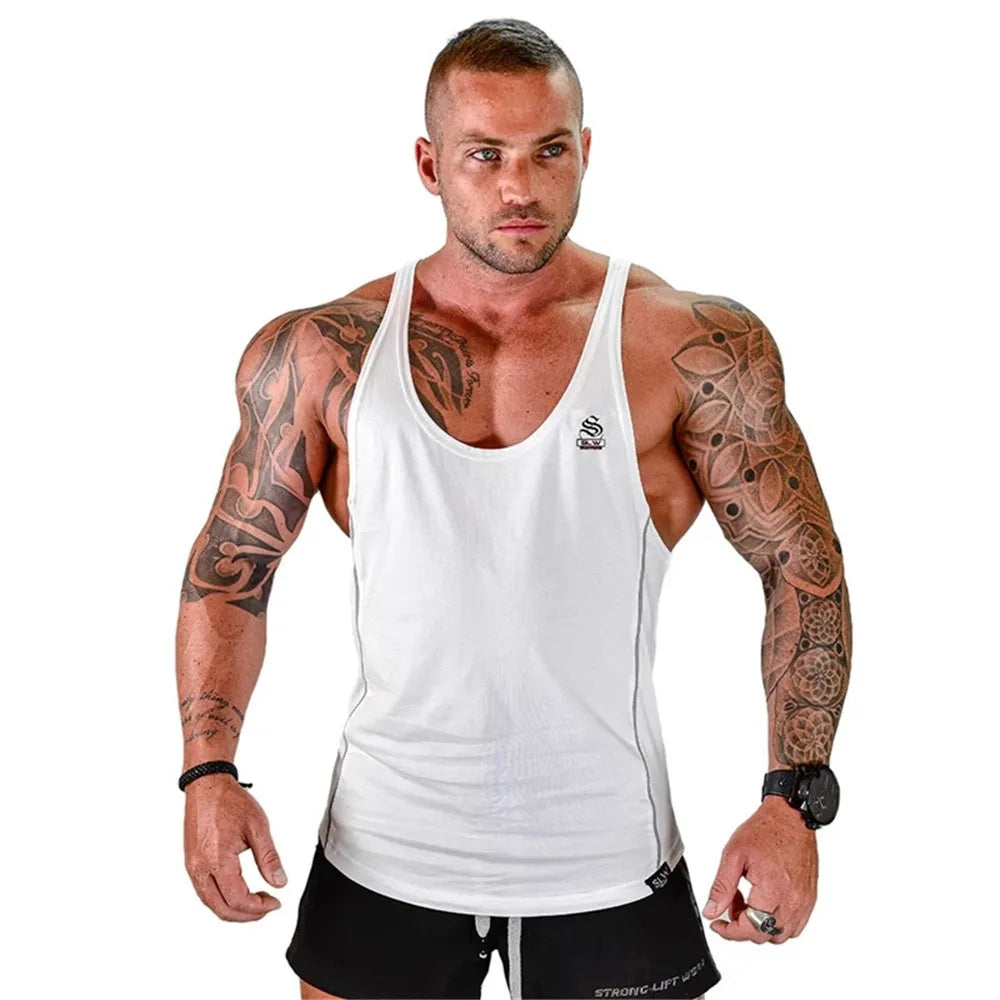 Herren-Bodybuilding-Tanktop, Fitnessstudios, Fitness, ärmelloses Hemd, 2025, neue männliche Baumwollkleidung, modisches Singlet-Weste, Unterhemd für Herren