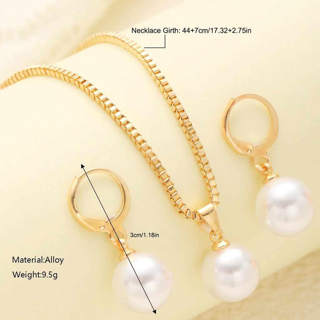 Mode Perlen Schmuck Set Für Frauen Baumeln Ohrringe Anhänger Halskette Einfache Zierliche Täglichen Tragen Outfit Party Zubehör