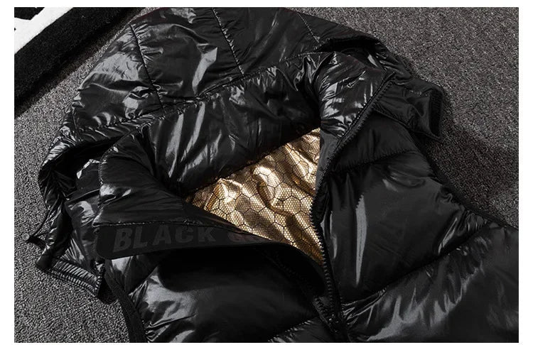 Männer Verdickte Daunen Baumwolle Weste Helle Oberfläche Mode Marke Warme Herbst Winter Oberbekleidung Schulter Pad Weste Jacke