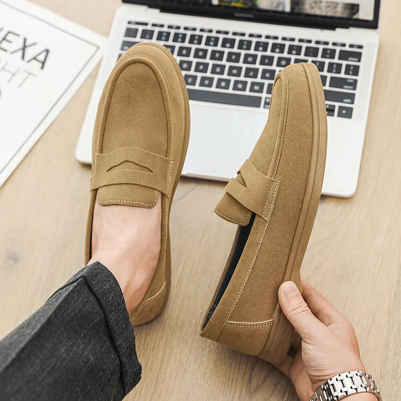 Hot Sale Men's Slip On Loafers Preppy Lightweight Breathable Comfort Outdoor Flats Non Slip Soft Sole Casual Daily Walking Shoes