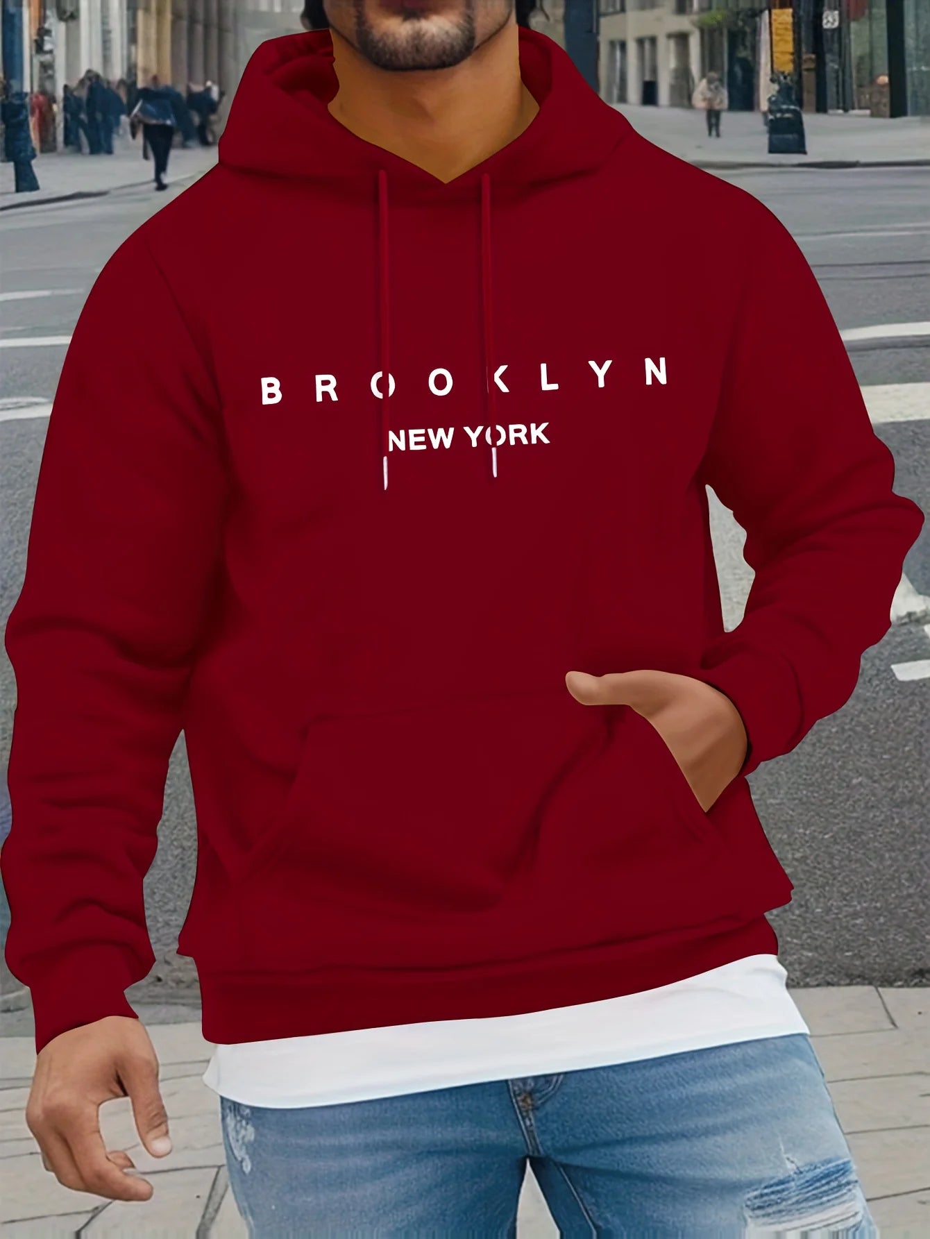 BROOKLYN NEW YORK Klassischer Briefdruck Herren Damen Kapuzenpullover Herbst Winter Outdoor Urlaub Fitness Lässiges warmes Sweatshirt