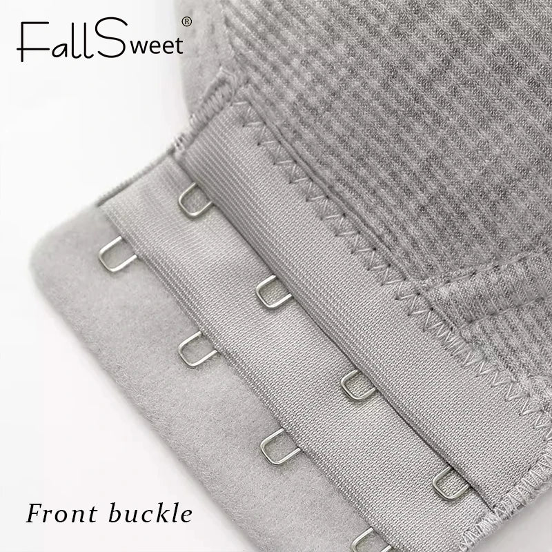 Fallsweet Nahtloser BH mit Vorderverschluss für Damen, solides, kabelloses Push-Up-Bralette, vollständige Abdeckung, feste Körbchen, bequeme Unterwäsche