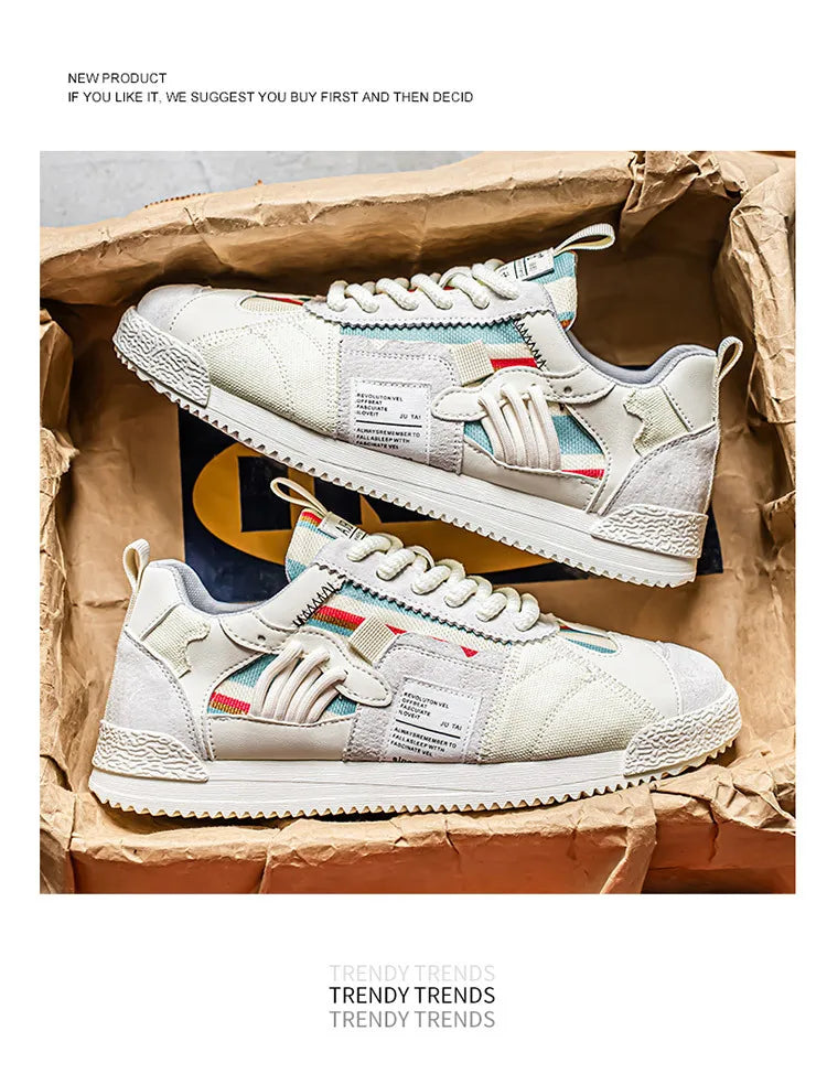 Herren Weiße Sneaker Herbst Bequeme Rutschfeste Laufschuhe Luxuriöse Weiche Sohle Modische Schnürschuhe Outdoor Freizeitschuhe 2026