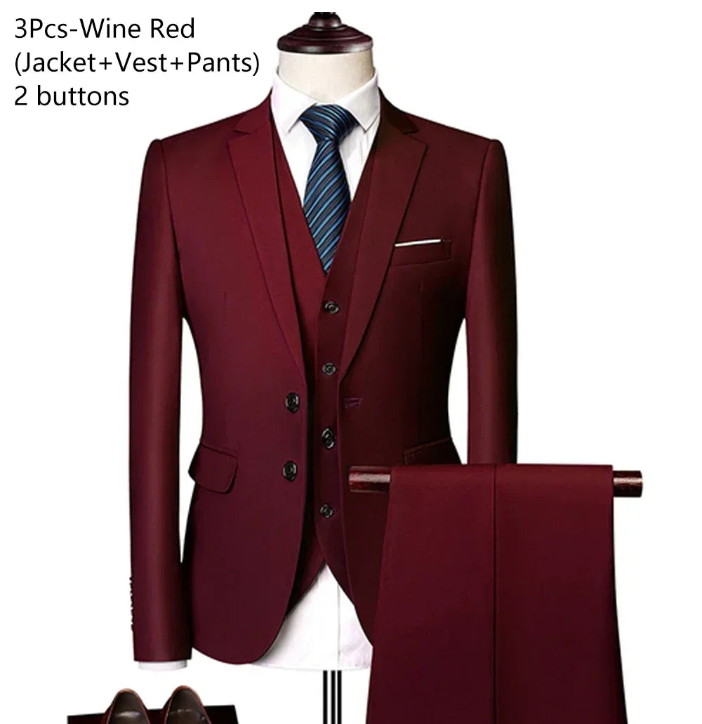 Hochzeitsanzüge für Männer, 3-teiliges Set, elegante Jacken, Weste, Hosen, Blazer, formelles Outfit, modisch, klassisch, komplettes 2024-Kostüm