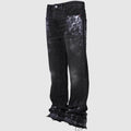 Jeans Herren Vintage gerade Hose mittlere Taille Stretch Distressed Washed Pockets Button Basics Hose 2025, Streetwear Denims