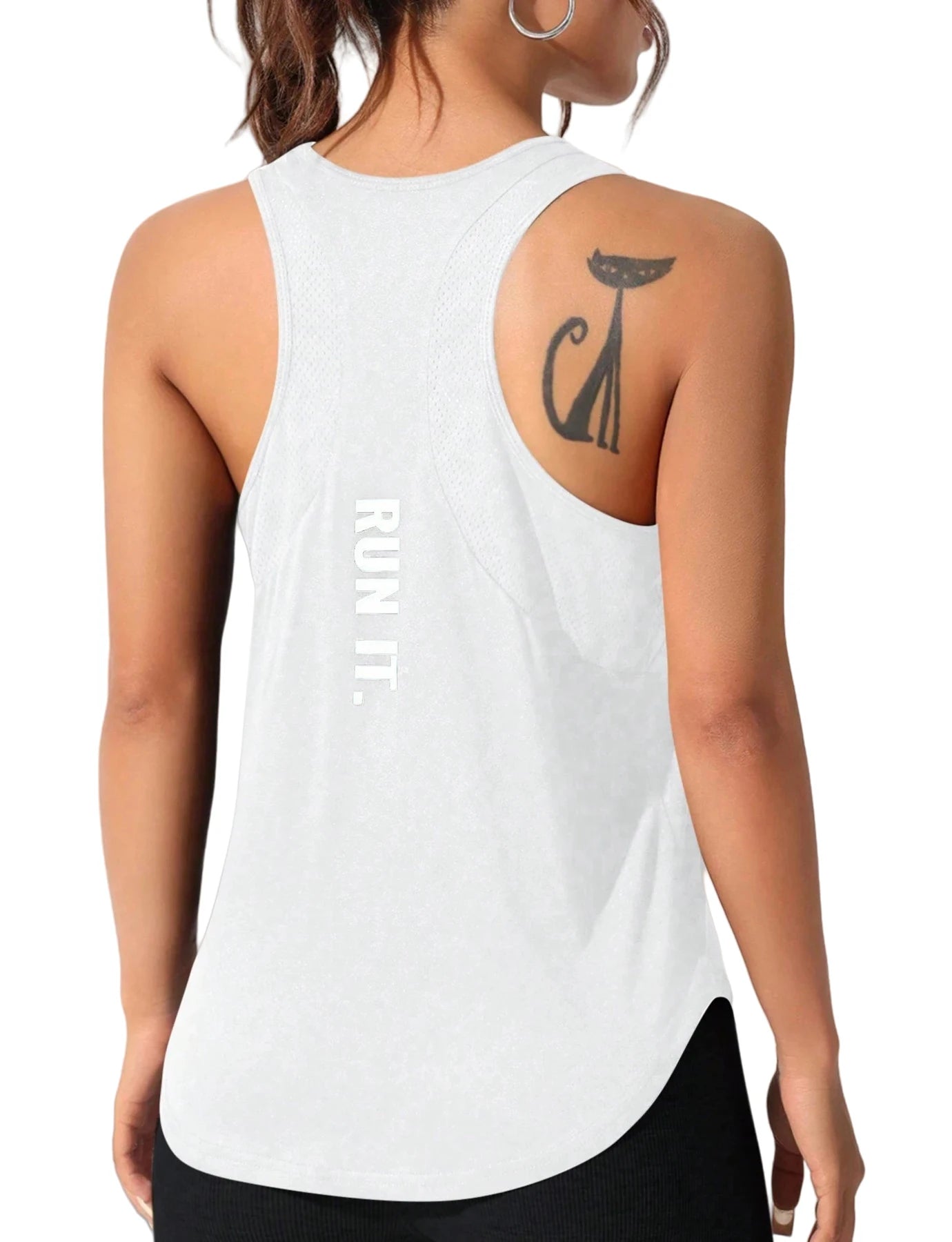 Women's stitched letters quick-drying sports vest, breathable net yoga sportswear, tennis uniform cycling suit, daily wear