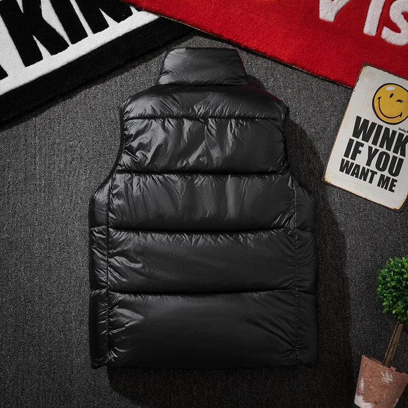 Männer Verdickte Daunen Baumwolle Weste Helle Oberfläche Mode Marke Warme Herbst Winter Oberbekleidung Schulter Pad Weste Jacke