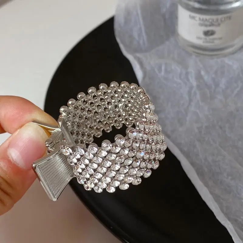 Mode Perle Strass Metall Haar Clip Frauen Mädchen Mini Hohe Pferdeschwanz Halter Kristall Haar Krallen Elegante Party Kopfschmuck