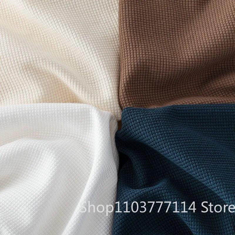 Koreanischen Stil Männer Sommer T-Shirt Mann Kurzarm Waffel Solide T-Shirt Farbe Casual Tee Runde männer Rundhals Mode top