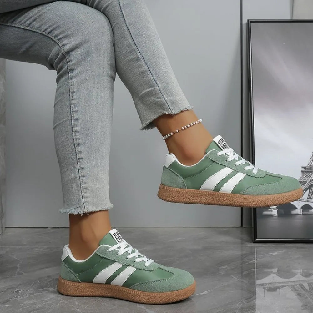 Leichte, bequeme Turnschuhe für Damen, modisch, gestreift, Schnür-Sportschuhe, Damen, lässig, atmungsaktiv, grüne Turnschuhe in Übergröße