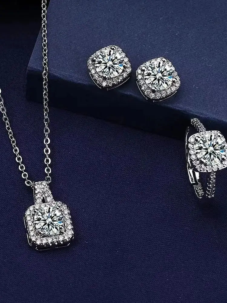 1-teiliges Luxus-Würfel-Schmuckset, elegantes Damen-Set mit Halskette, Ohrringen und Ringen, perfektes Geschenk zum Valentinstag, Weihnachtsgeschenk, Bi