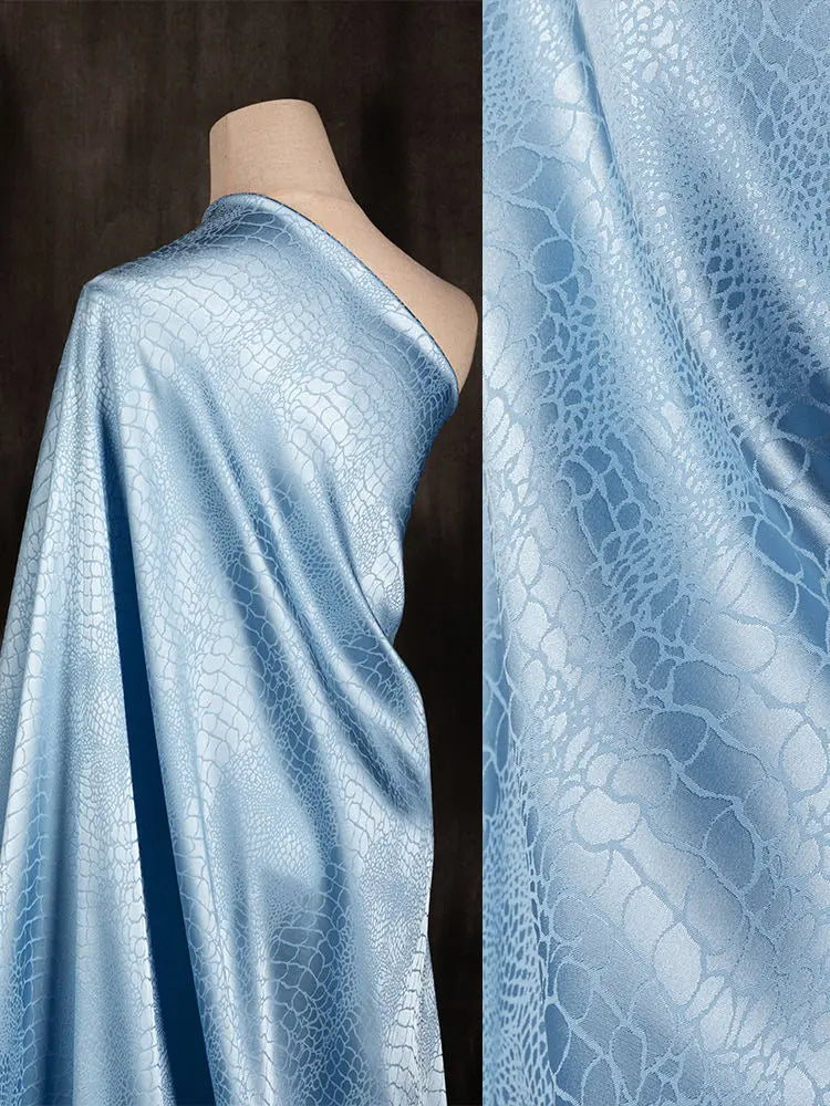 Schwarzer Micro-Stretch-Jacquard-Stoff pro Meter für Kleider, Kleidung, Nähen, schlichtes Krokodilmuster, Stoff, Handarbeit, glatt