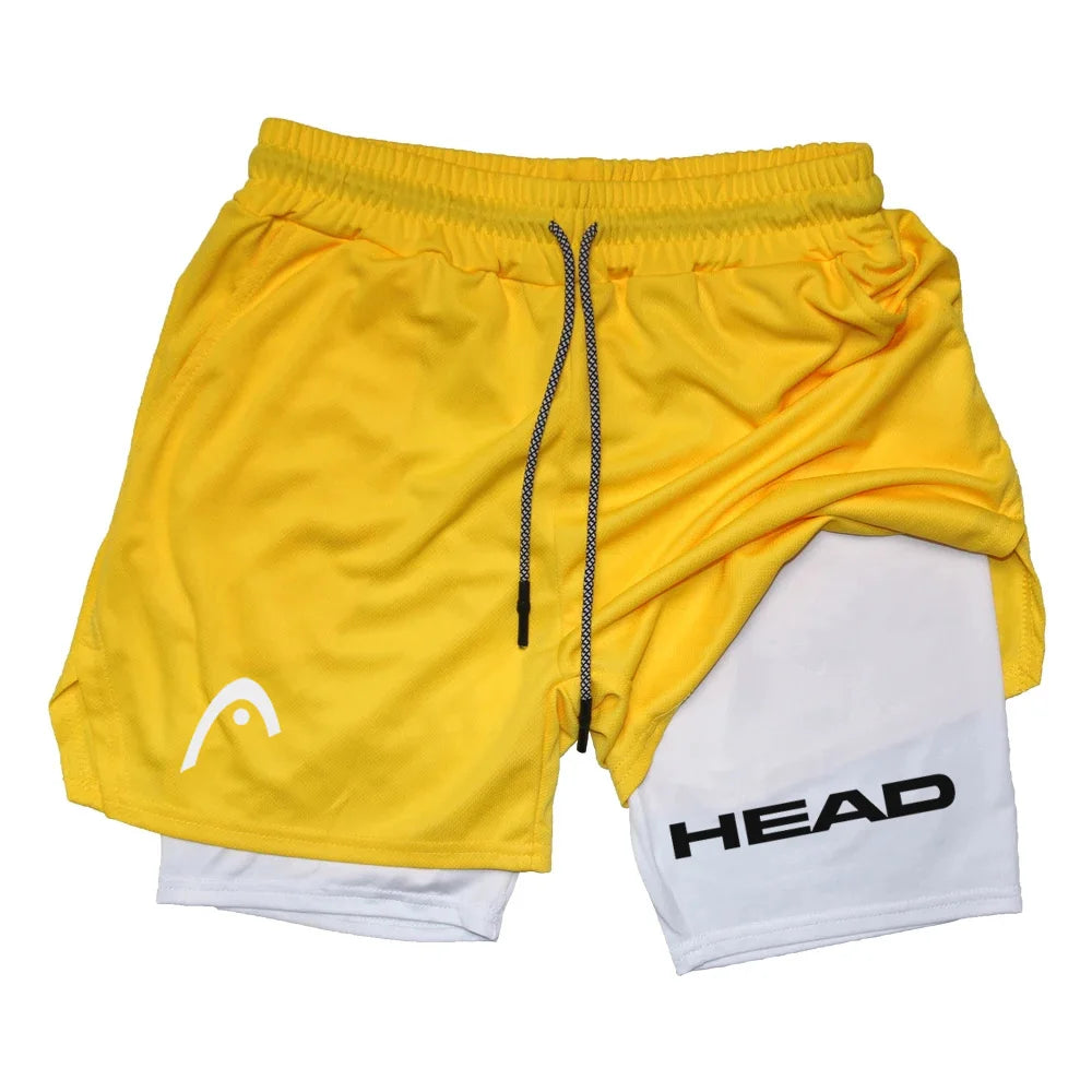 Anime Berserk Head Laufshorts für Herren, Fitness, Fitnessstudio, Training, 2-in-1, Sport, schnell trocknend, Training, Joggen, Doppeldeck, Sommer