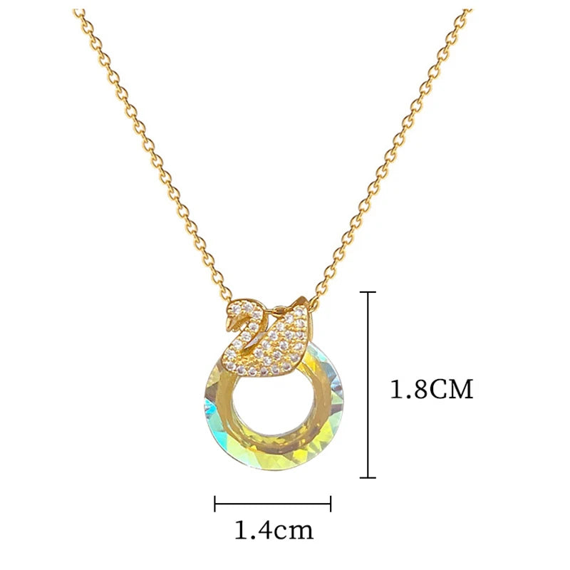 EILIECK 316L Edelstahl Glanz Zirkonia Schwan Anhänger Halskette Gold Farbe Textur Metall Personalisierte Schmuck Halskette