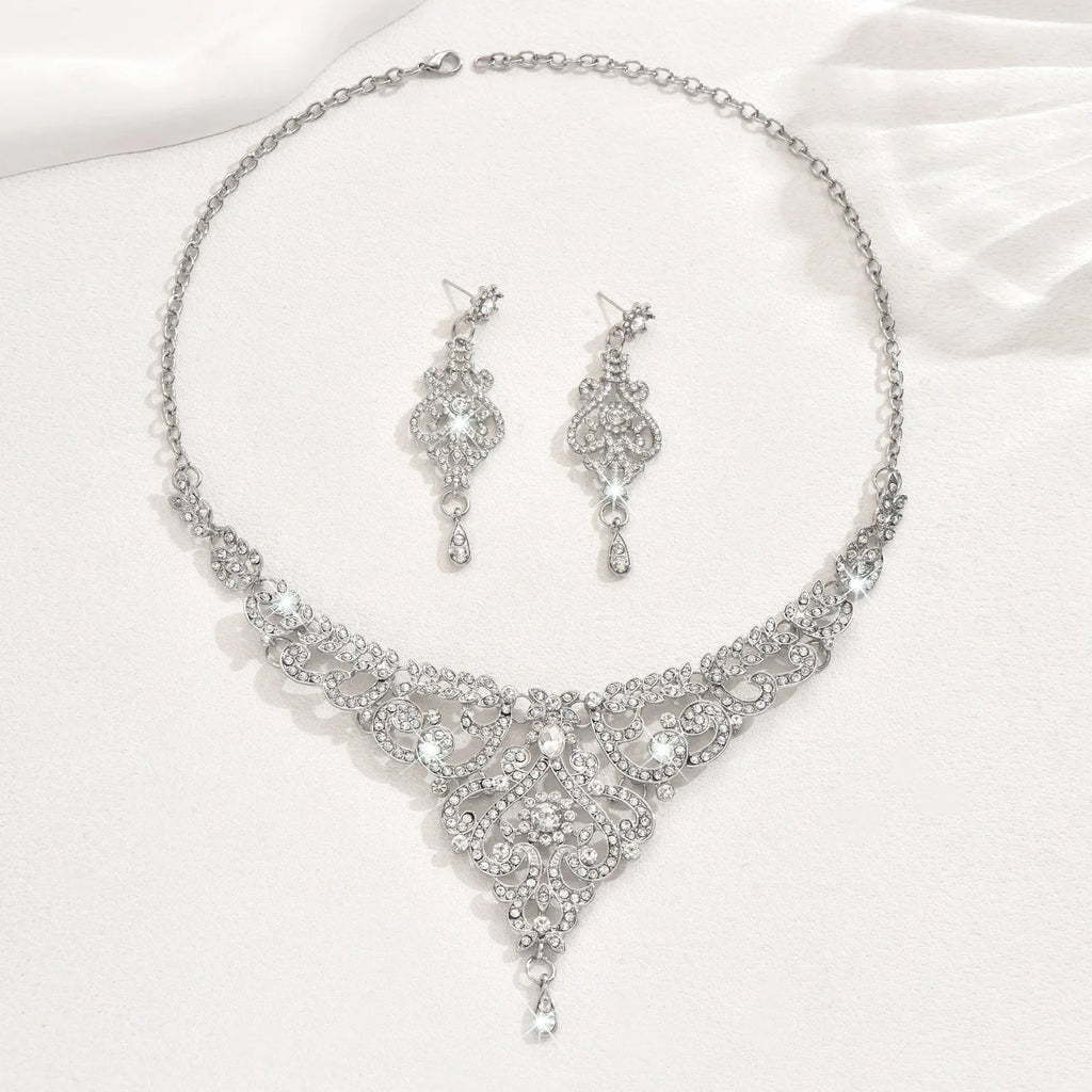 Design sense palace style jewelry set, high-end luxury rhinestone inlaid women's jewelry accessories