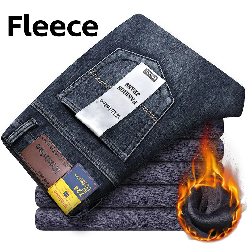Wthinlee Neue Business-Jeans für Herren, lässig, gerade geschnitten, Stretch, modisch, klassisch, blau, schwarz, Arbeits-Denim-Hose, Herrenbekleidung