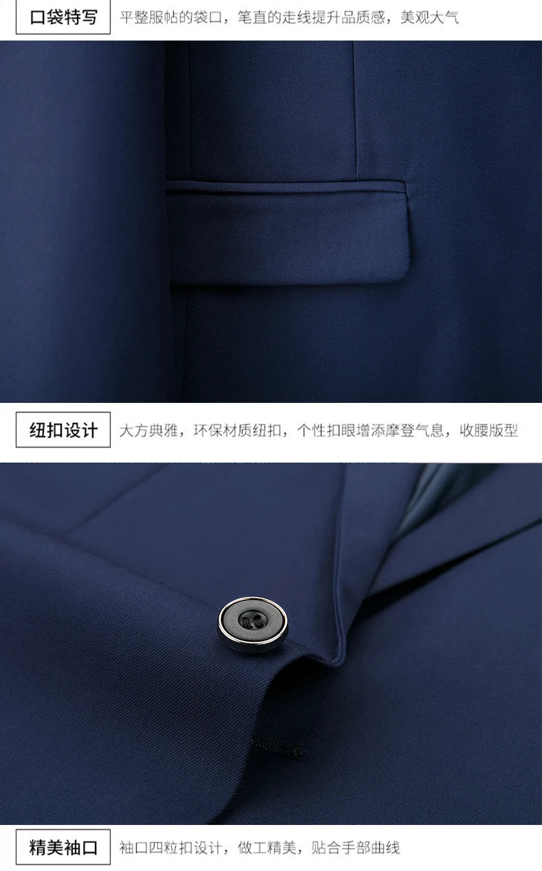 14-farbiger M-6XL (Jacke + Weste + Hose), formeller Business-Herrenanzug der High-End-Marke, dreiteiliger Bräutigam-Hochzeitskleid, einfarbiger Anzug