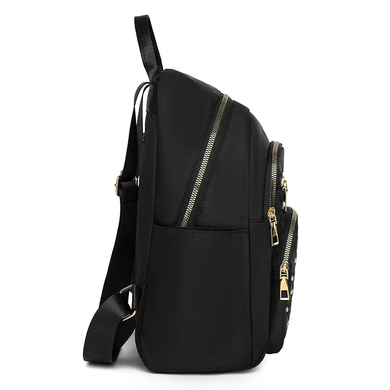 Rucksack mit Diamantkaro, besticktem Faden, genieteter Rucksack, Damenmode, Reisetasche, lässiger All-Match-Damenrucksack
