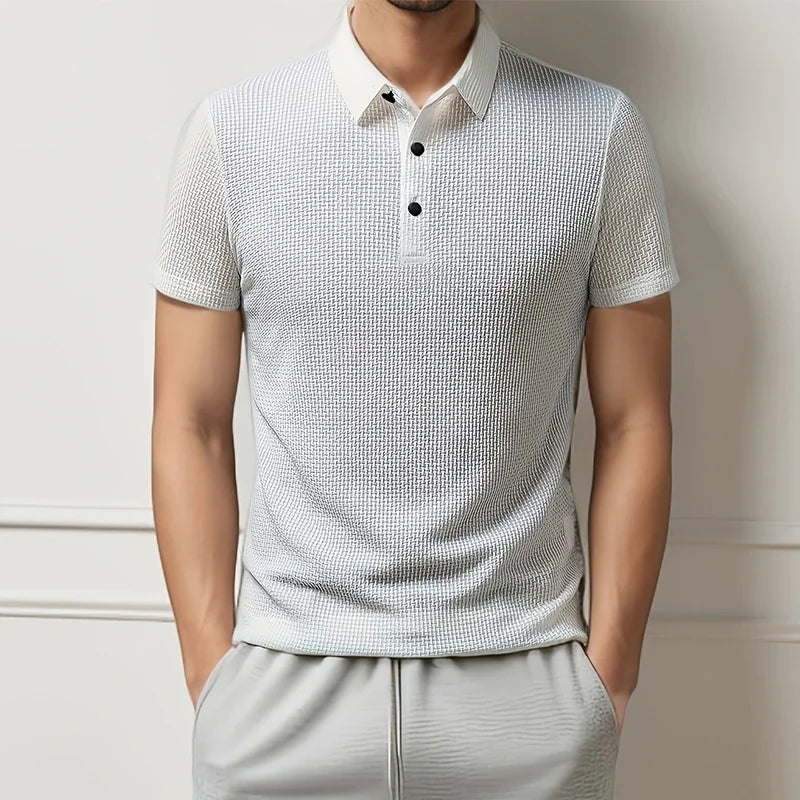 Neue männer Business Casual Kurzarm Knochen Blume Einfarbig POLO-Shirt Mode Atmungsaktive Komfortable Sommer Vielseitig Top