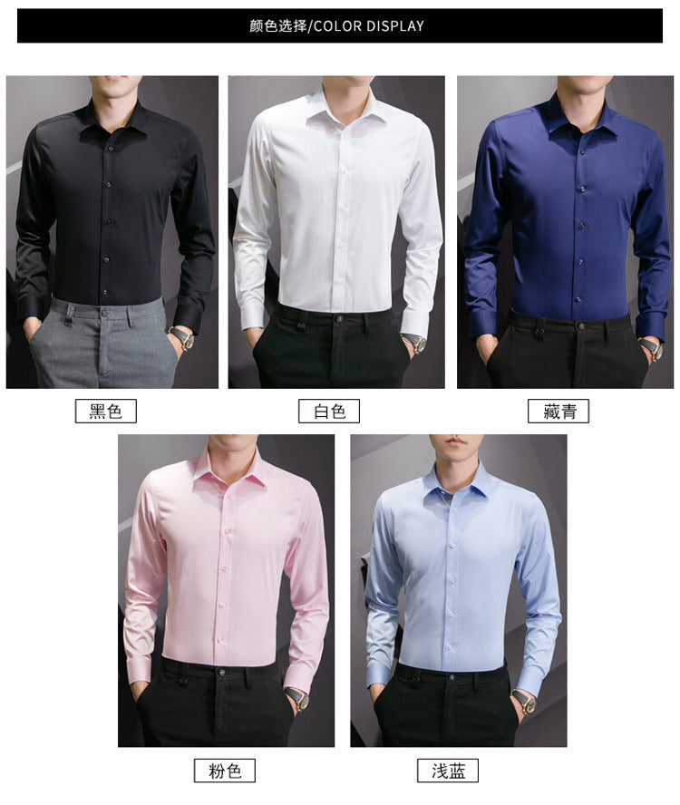 Neue Plus Größe Männer Einfarbig Business Hemd Mode Klassische Grundlegende Beiläufige Dünne Weiße Langarm-shirt Marke Kleidung