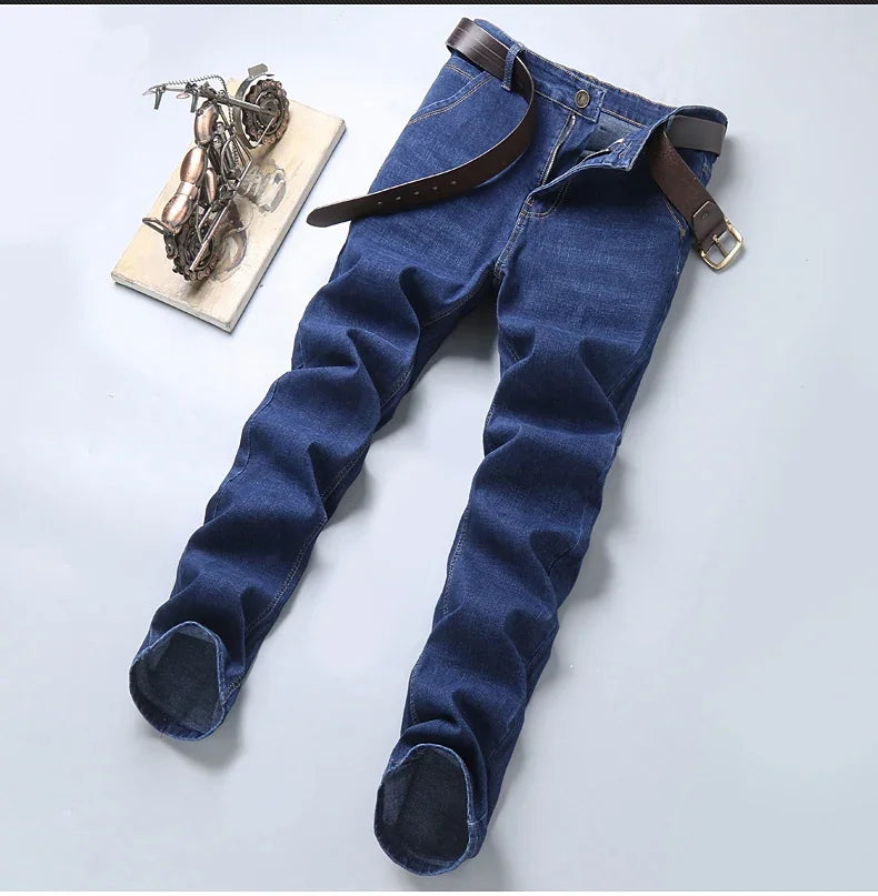 Männer Frühling Herbst Vintage Schwarz Business Jeans Männer Casual Gerade Stretch Klassische Arbeit Denim Hosen Bequeme Hose