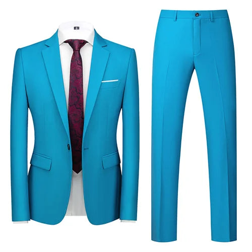 22 Farben einreihige formelle Hochzeit Anzüge Herren bekleidung Mode einfache Männer Business Social Prom Party Kleid 2 Stück Set