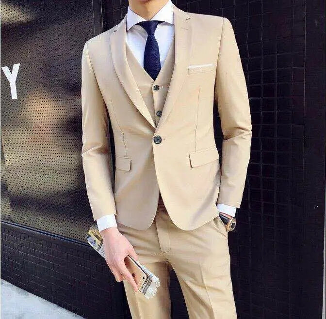 Frühling Herbst Neue Mode Für Männer Einfarbig Dünne Anzug Sets Casual Trendy Business 3 Stück Sets Blazer Weste Hosen männlichen