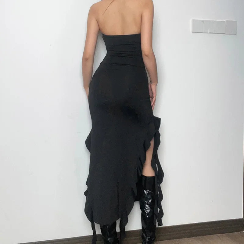 Sommer neue y2k sexy heiße Mädchen One-Shoulder Quallen Stil Pilz sexy Brust umwickelt unregelmäßige Kleid