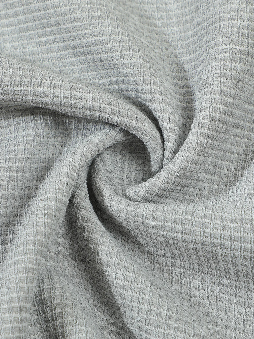 Men's casual waffle check long-sleeved shirt stand-up collar button semi-cardigan breathable and comfortable daily wear shirt